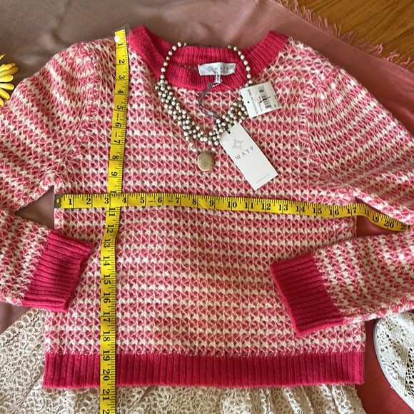 🌺 WAYF; Brand New with Tags! Nordstrom Pink & Cream Striped Weave Sweater Sz. - Picture 7 of 10